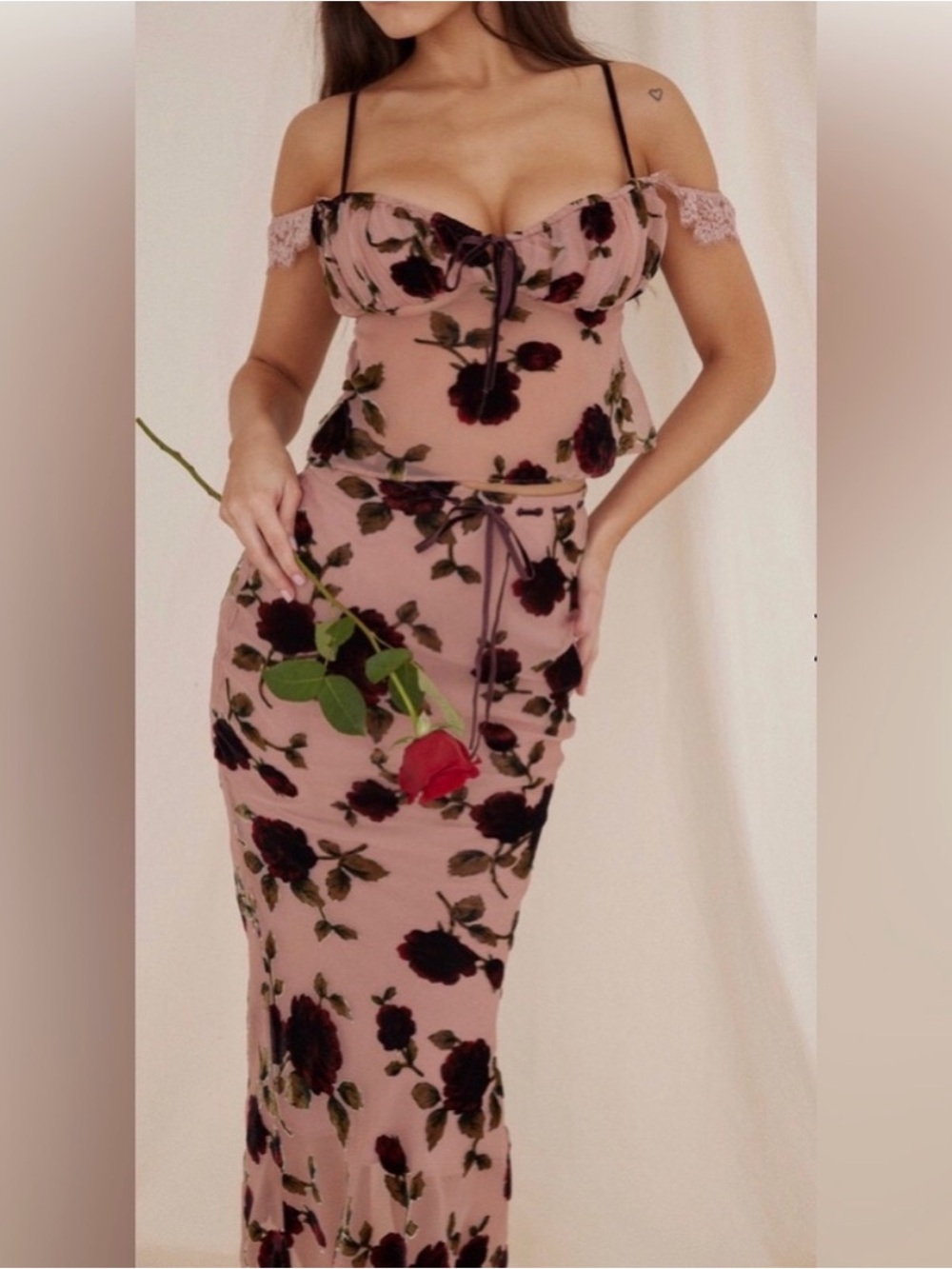 House of CB Imaan Devore Maxi Skirt-Fits XXS/XS